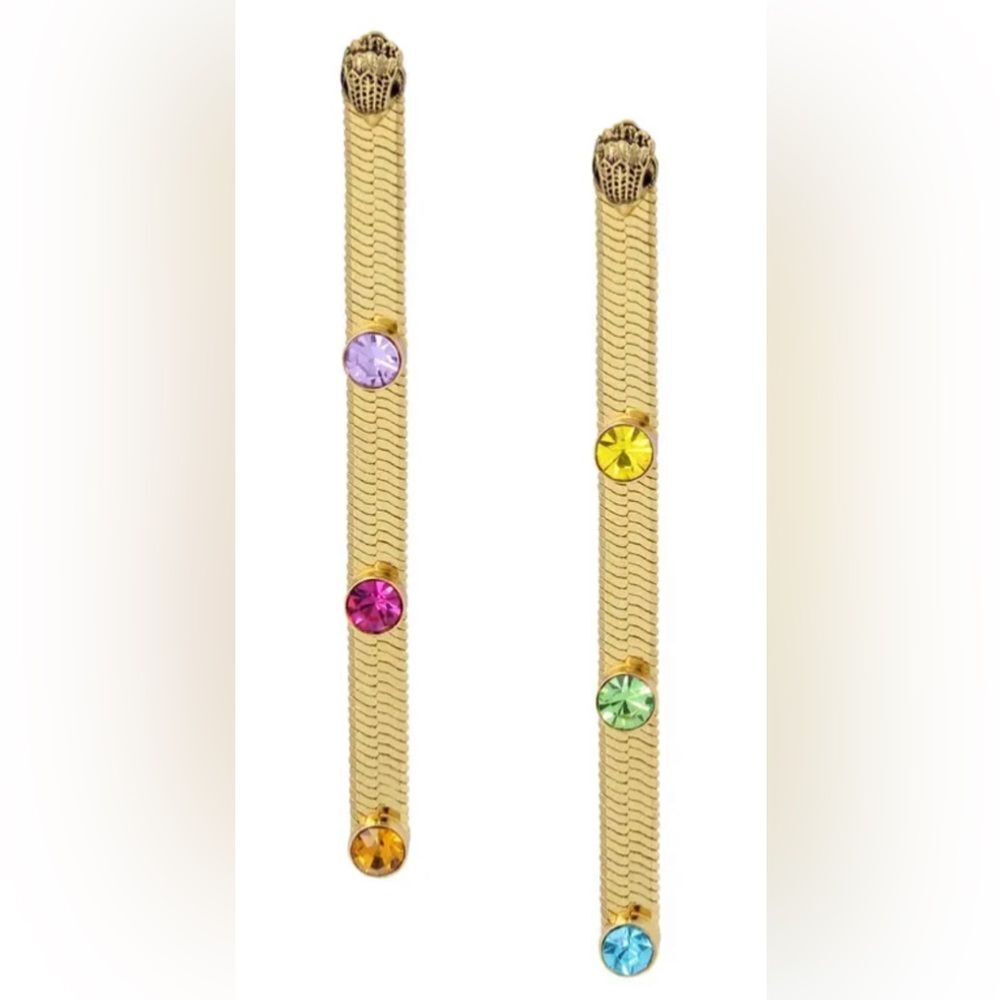NWT Kurt Geiger London Rainbow Crystal Snake linear earrings.
